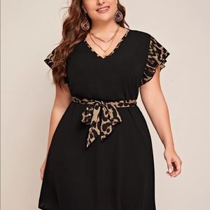 Shein black and cheetah print dress